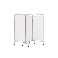 Biombo clínico de três corpos: fabricado em esmaltado epoxi com rodas (178 x 75 cm)